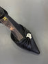 Ladies Elegant Pearl Decor Bow Pointy Toe Heel